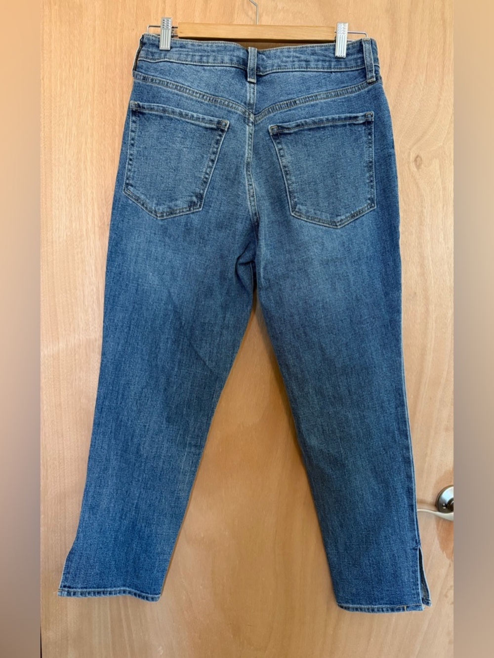 Old Navy High-Waisted OG Straight Ankle Jeans Faded Light Wash Side Slits NWT - Picture 5 of 6